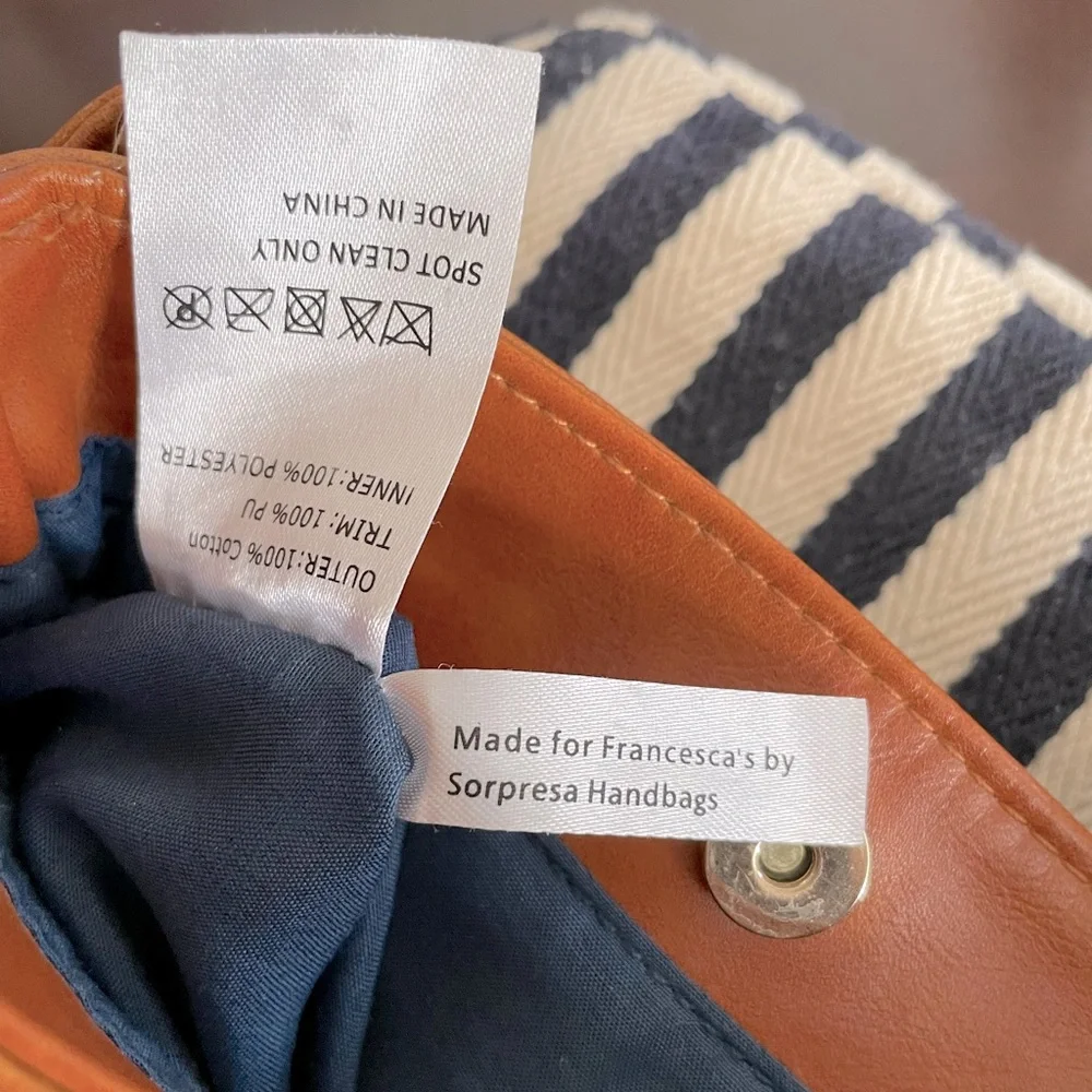 Francesca’s Small Crossbody Bag (Striped Canvas)